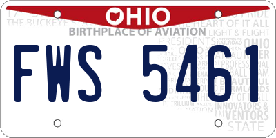 OH license plate FWS5461