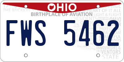OH license plate FWS5462