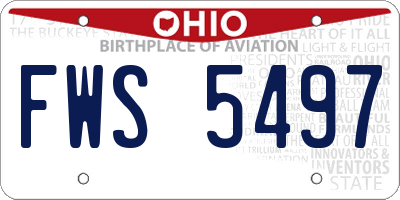 OH license plate FWS5497