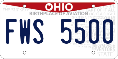 OH license plate FWS5500