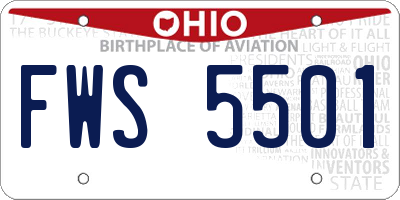 OH license plate FWS5501