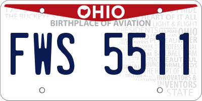 OH license plate FWS5511