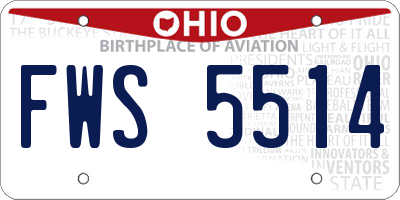 OH license plate FWS5514