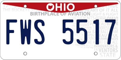 OH license plate FWS5517
