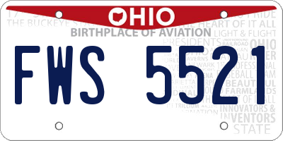 OH license plate FWS5521