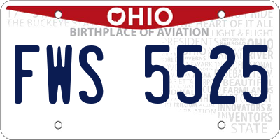OH license plate FWS5525