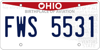 OH license plate FWS5531