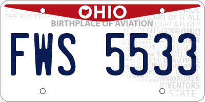 OH license plate FWS5533