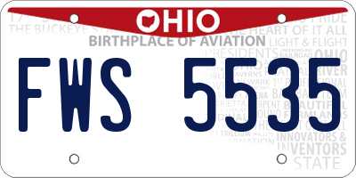 OH license plate FWS5535