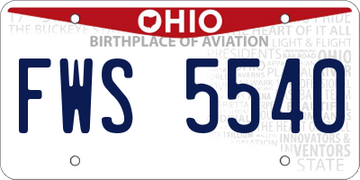 OH license plate FWS5540
