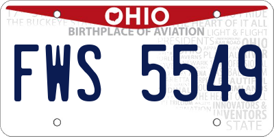 OH license plate FWS5549