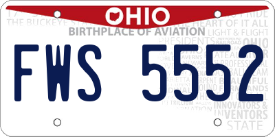 OH license plate FWS5552