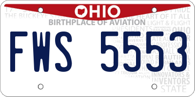 OH license plate FWS5553