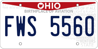 OH license plate FWS5560