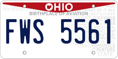 OH license plate FWS5561