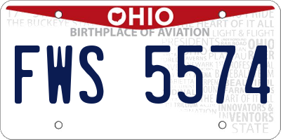 OH license plate FWS5574