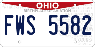 OH license plate FWS5582