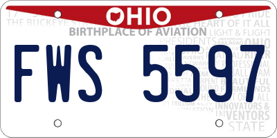 OH license plate FWS5597