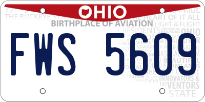 OH license plate FWS5609
