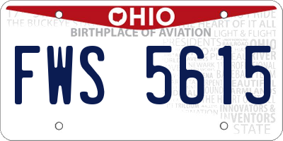 OH license plate FWS5615