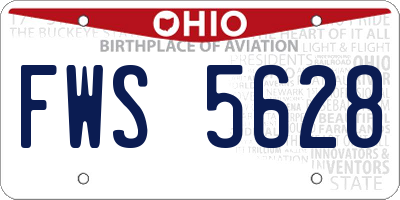 OH license plate FWS5628