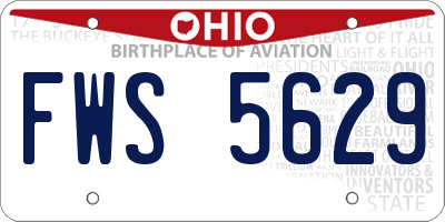 OH license plate FWS5629