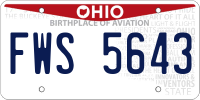 OH license plate FWS5643