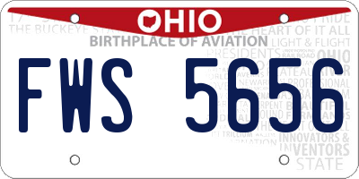 OH license plate FWS5656