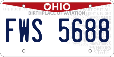 OH license plate FWS5688