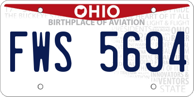 OH license plate FWS5694