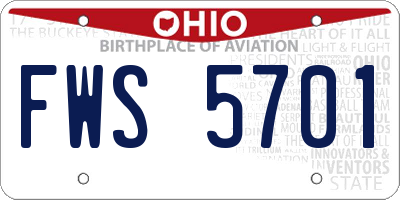 OH license plate FWS5701