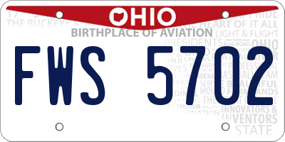 OH license plate FWS5702