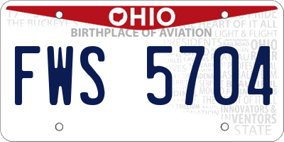 OH license plate FWS5704