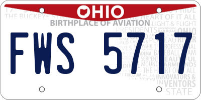 OH license plate FWS5717