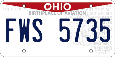 OH license plate FWS5735