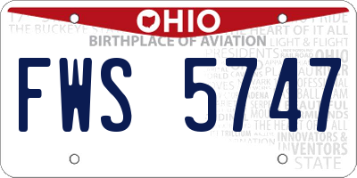 OH license plate FWS5747