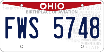 OH license plate FWS5748