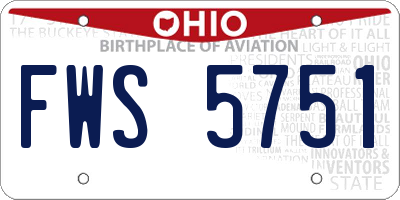 OH license plate FWS5751