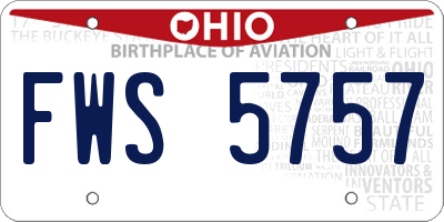 OH license plate FWS5757
