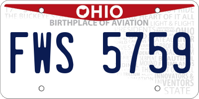 OH license plate FWS5759