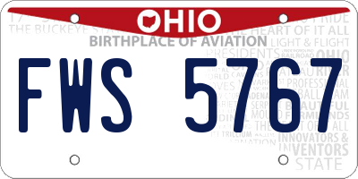OH license plate FWS5767