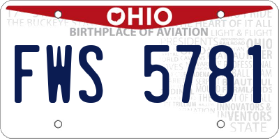 OH license plate FWS5781