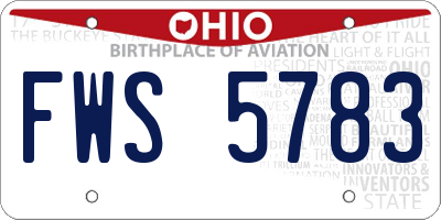 OH license plate FWS5783