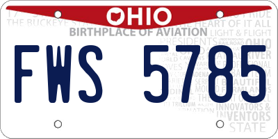 OH license plate FWS5785