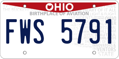 OH license plate FWS5791