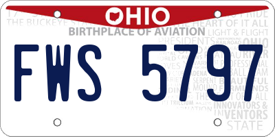 OH license plate FWS5797