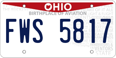 OH license plate FWS5817