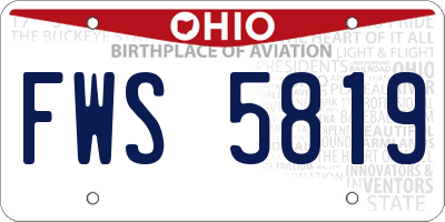 OH license plate FWS5819