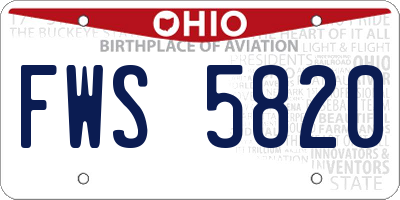 OH license plate FWS5820