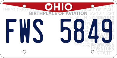 OH license plate FWS5849